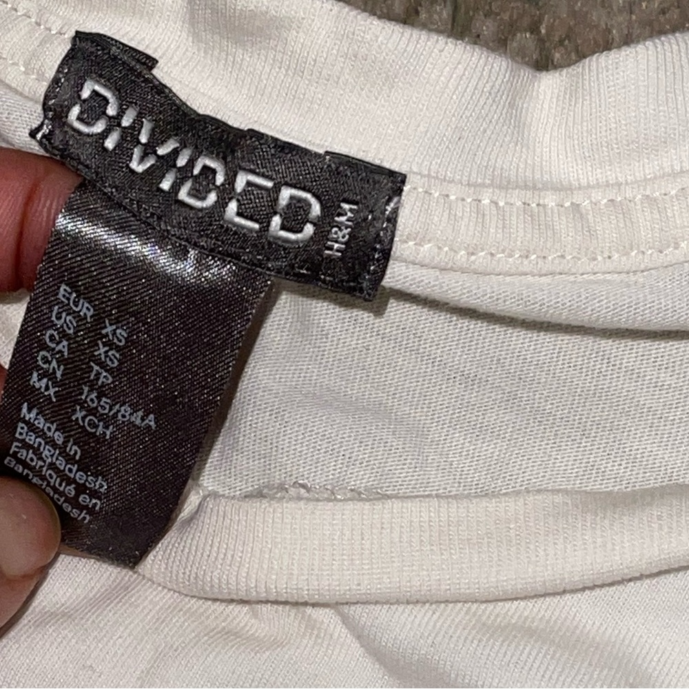 H&M Divided Kurt cobain off white distressed hem t shirt XS - Picture 4 of 5